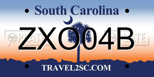 ZXO04B South Carolina License Plate