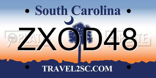 ZXOD48 South Carolina License Plate