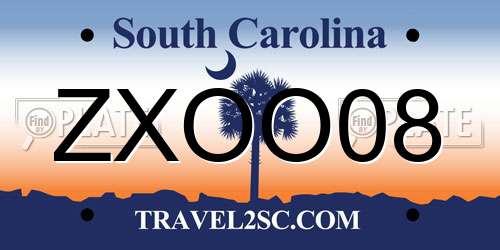 ZXOO08 South Carolina License Plate