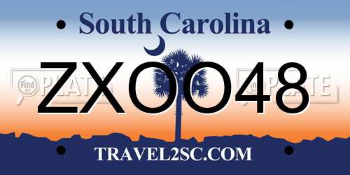 ZXOO48 South Carolina License Plate
