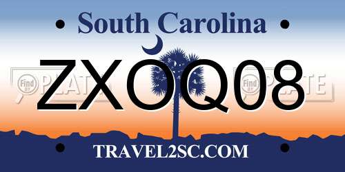 ZXOQ08 South Carolina License Plate