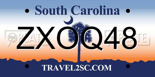 ZXOQ48 South Carolina License Plate