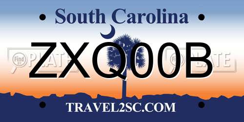 ZXQ00B South Carolina License Plate