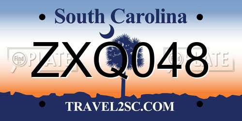 ZXQ048 South Carolina License Plate