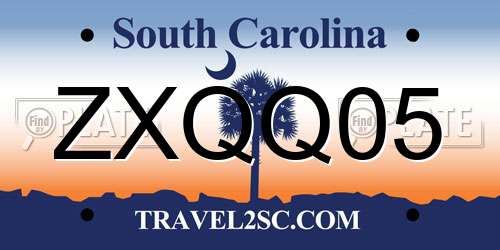 ZXQQ05 South Carolina License Plate