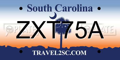 ZXT75A South Carolina License Plate