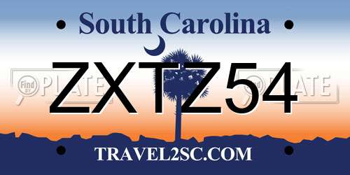 ZXTZ54 South Carolina License Plate