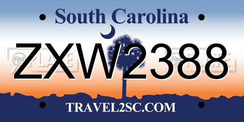 ZXW2388 South Carolina License Plate