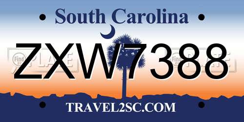 ZXW7388 South Carolina License Plate