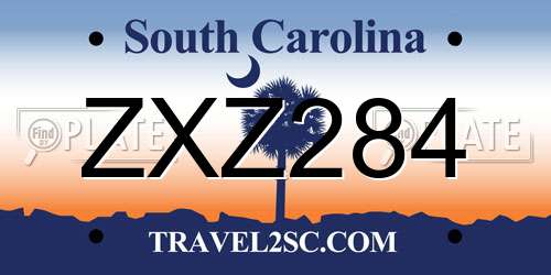 ZXZ284 South Carolina License Plate