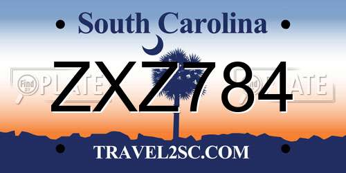 ZXZ784 South Carolina License Plate
