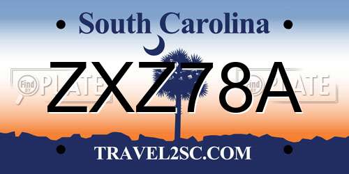 ZXZ78A South Carolina License Plate