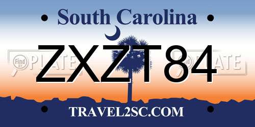 ZXZT84 South Carolina License Plate