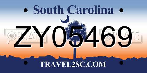 ZY05469 South Carolina License Plate