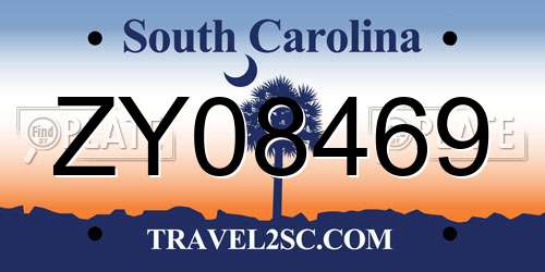 ZY08469 South Carolina License Plate