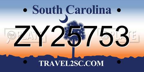 ZY25753 South Carolina License Plate