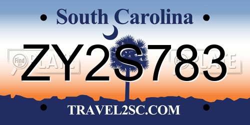 ZY2S783 South Carolina License Plate