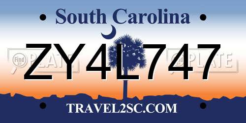 ZY4L747 South Carolina License Plate