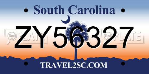 ZY56327 South Carolina License Plate