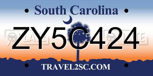 ZY5C424 South Carolina License Plate