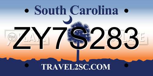ZY7S283 South Carolina License Plate