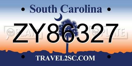 ZY86327 South Carolina License Plate