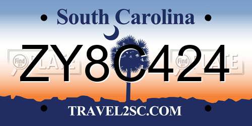 ZY8C424 South Carolina License Plate