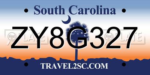 ZY8G327 South Carolina License Plate