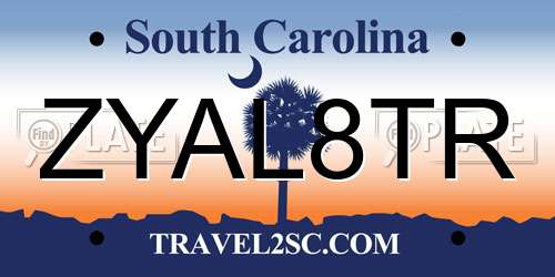 ZYAL8TR South Carolina License Plate