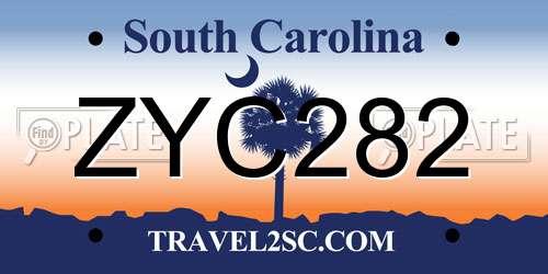 ZYC282 South Carolina License Plate
