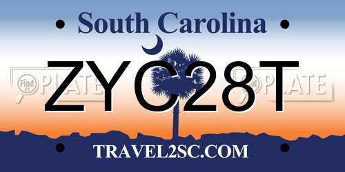 ZYC28T South Carolina License Plate