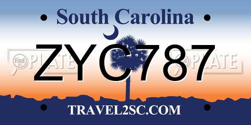 ZYC787 South Carolina License Plate