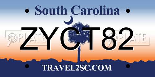ZYCT82 South Carolina License Plate