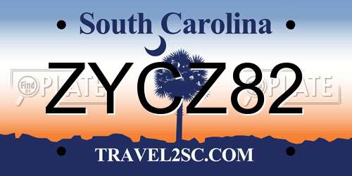 ZYCZ82 South Carolina License Plate