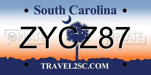 ZYCZ87 South Carolina License Plate