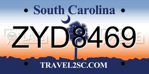 ZYD8469 South Carolina License Plate