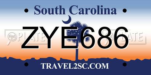 ZYE686 South Carolina License Plate