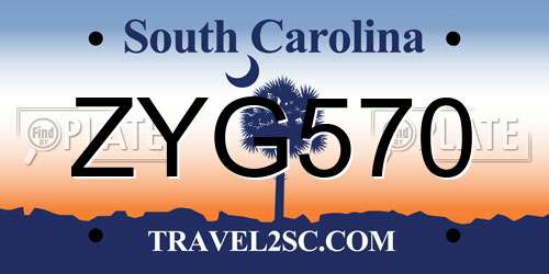 ZYG570 South Carolina License Plate