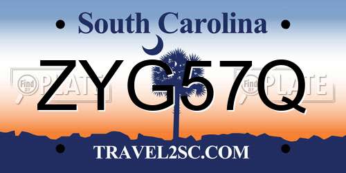 ZYG57Q South Carolina License Plate