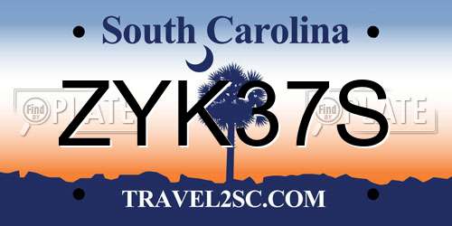 ZYK37S South Carolina License Plate