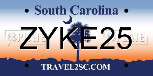 ZYKE25 South Carolina License Plate