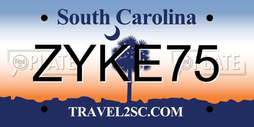 ZYKE75 South Carolina License Plate