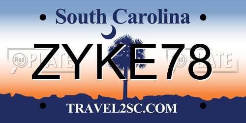ZYKE78 South Carolina License Plate