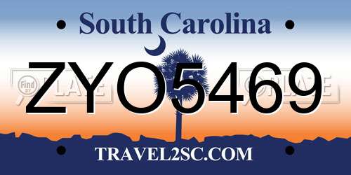 ZYO5469 South Carolina License Plate