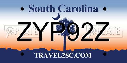ZYP92Z South Carolina License Plate