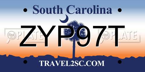 ZYP97T South Carolina License Plate