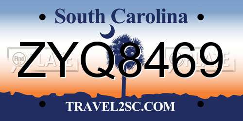 ZYQ8469 South Carolina License Plate