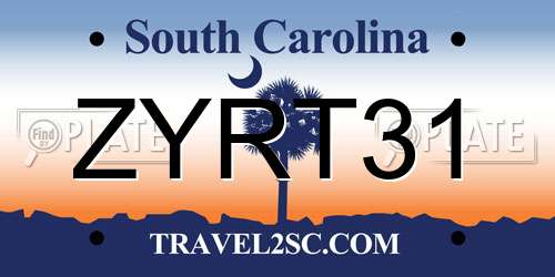 ZYRT31 South Carolina License Plate
