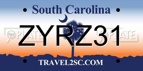 ZYRZ31 South Carolina License Plate