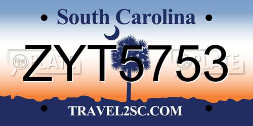 ZYT5753 South Carolina License Plate